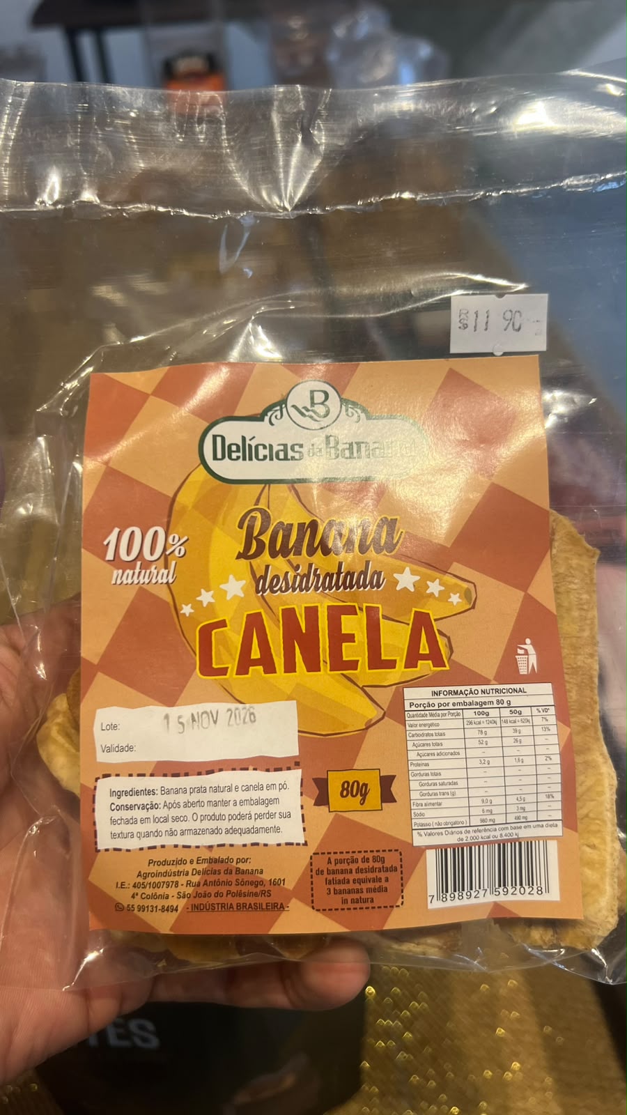 Chips de banana desidratada 80g